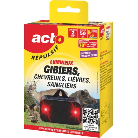 Répulsif Gibier Solaire Lumineux ACTO - Protection Jardin & Potager (1/4)