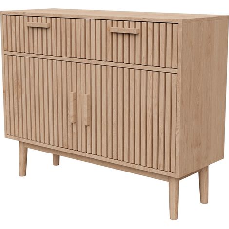 Rosahqnda Kommode Landhausstil 100x80x35 cm – Holzoptik Aufbewahrungsschrank mit Kippschutz für Schlafzimmer, Wohnzimmer & Flur