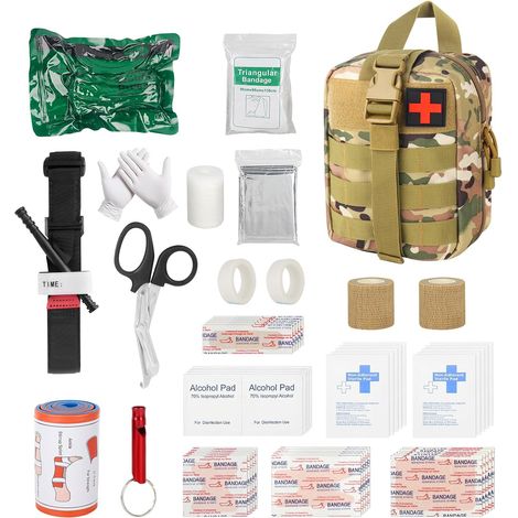 Tactique Sac de Secours, 54PCS Tactique Militaire Traumatisme Trousse de Premiers soins, Trousse Tactique Vide, Trousse Kit de Premiers, Trousse de Secours Militaire pour Maison Camping Chasse