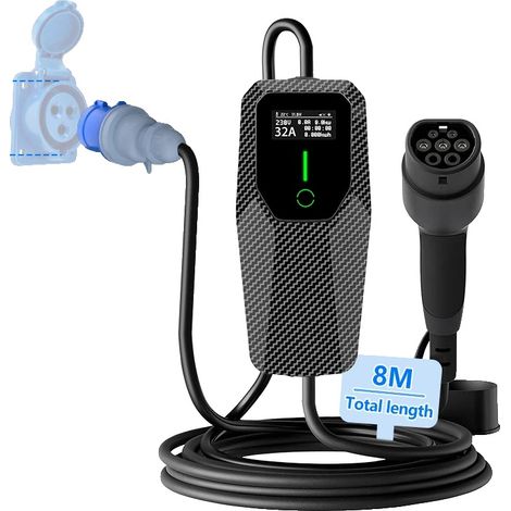 Ladegerät für Elektrofahrzeuge, robustes Kabel, mehrere Ausgangsoptionen, CEE Blau 7,4 kW 8 m (1/2)