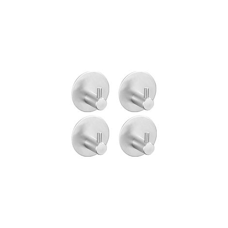 Lot de 4 crochets muraux adhésifs en acier inoxydable 304, patères sans perçage pour cuisine salle de bain porte (1/5)