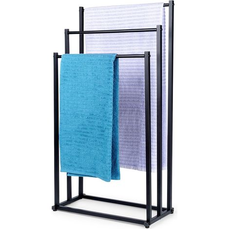 Porte-serviettes sur pied en métal noir (1/5)