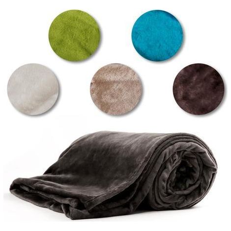 Couverture confortable de vie 210x280cm couverture en flanelle couvre-lit XXXL taupe (1/5)