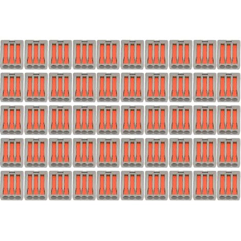 50 Stück 3-Port-Drahtverbinder Bronze PC Kompaktkabel Schnellanschlussklemmen für Gebäudeverkabelung