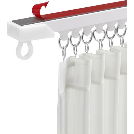 Rail de rideau plafond 40 cm sans perçage – Tringle de plafond auto-adhésive pour rideau – Installation facile pour fenêtre, salle de bain, placard et séparation de pièce (1 pièce) (1/5)