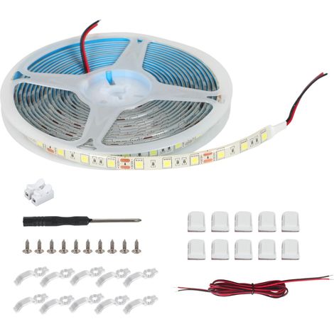 Ruban LED pour auvent de camping-car - 12 V - 5 m - Lumière blanche - Étanche - Pour remorque, camion, van, caravane - Éclairage pour fête, barbecue (1/5)