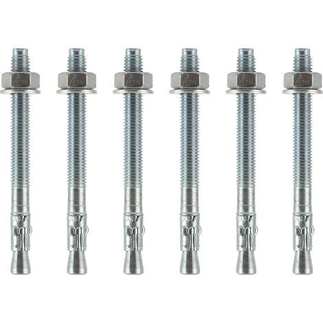 Lot de 60 Goujon Ancrage M10 x 110 mm, Cheville Beton pour Charges Lourdes en Acier Carbone Galvanisé, Boulon d'Ancrage Métallique pour Fixation Extérieure et Intérieure (1/5)