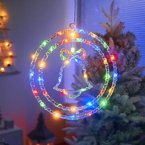 Horloge LED colorée USB avec fenêtre silhouette – Décoration de Noël intérieure à LED avec télécommande (1/3)