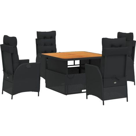 Maison Exclusive - 5-tlg. Garten-Essgruppe mit Kissen Schwarz Pol