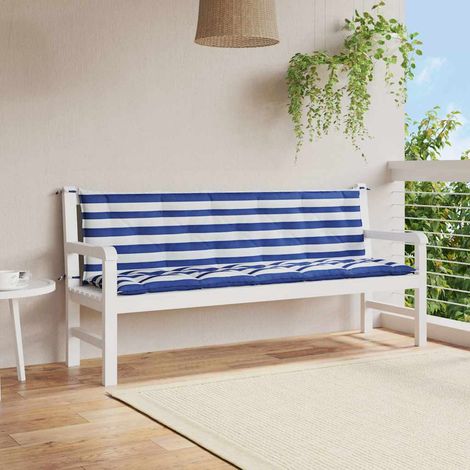Cojines banco de jardín 2 uds tela Oxford azul y blanco a rayas vidaXL