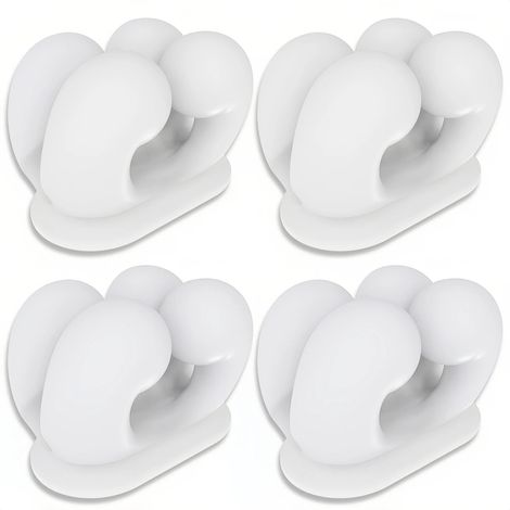 Support de Brosse à Dents Mural 4 Pièces - Blanc, Silicone, Sans Percer, Multifonction Porte Rasoir & Accessoires Douche