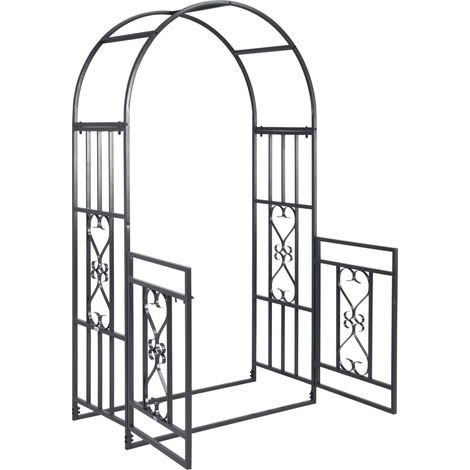 Outdoor Garden Arch  Double Gates, Metal Garden Arbor for Climbing Plants, Roses, Vines, Wedding Arch for Outdoor, 114L x 50W x 206H cm, Dark Grey (1/5)