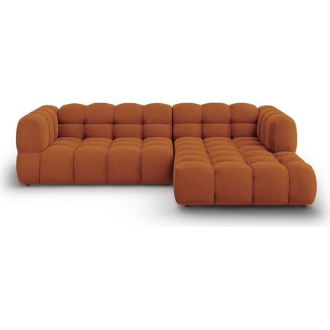 Canapé d'angle droit modulable 4 places en velours terracotta (1/5)