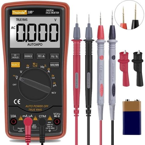 Digitales Multimeter, Display-Tasten-Design, automatische Reichweite, Elektriker, Temperatur, Kapazität, Voltmeter mit Krokodilklemme, hintergrundbeleuchtetes LCD (1/5)