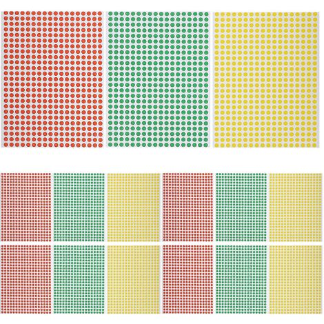 15 feuilles d'autocollants ronds à pois colorés, étiquettes autocollantes rondes de classification, étiquettes autocollantes-20X15X0.1CM (1/3)