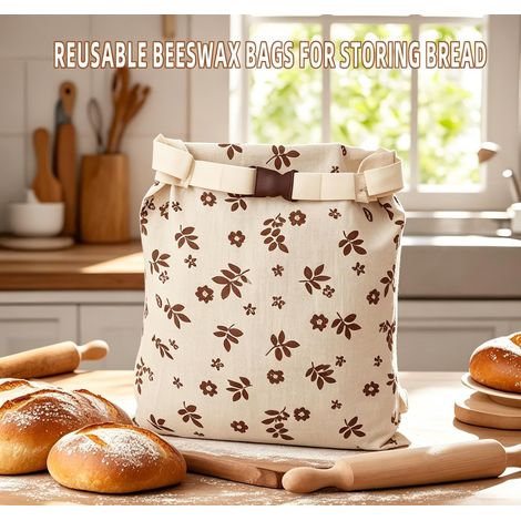 Sac à pain double épaisseur en cire d'abeille — Sac de conservation alimentaire écologique et réutilisable (Mélange lin-coton)
