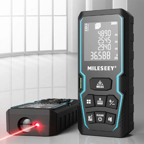 télémètre laser avec niveau à bulle écran LCD avec outil de mesure rétroéclairé calcul automatique étanche règle électronique 1 50 m (1/5)