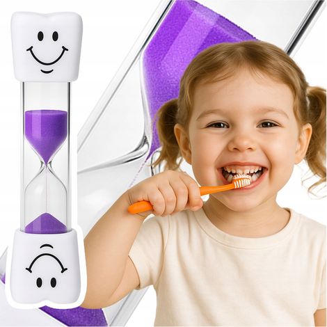 Temporizador de cepillo de dientes con forma de reloj de arena para niños, color morado.