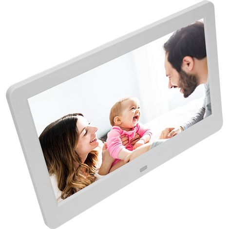 Cadre photo numérique mural 10 pouces avec télécommande, résolution 1920 x 1080 HD, idéal pour la publicité vidéo, blanc, prise européenne 110-240 V. (1/5)