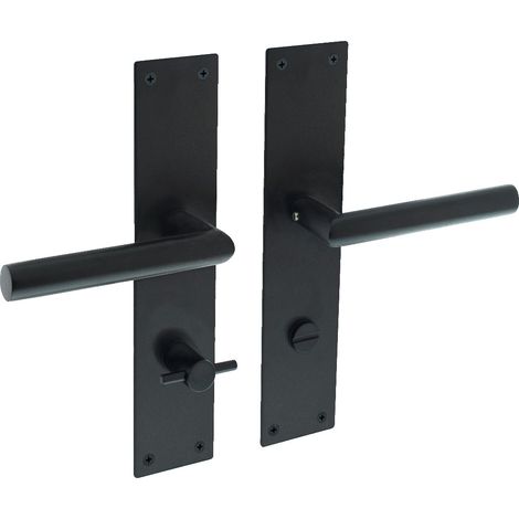 Intersteel Türdrücker Jura auf Schild 250x55x2 mm mit Bad/WC 78 mm + 8 mm stift Edelstahl/Schwarz matt (1/3)