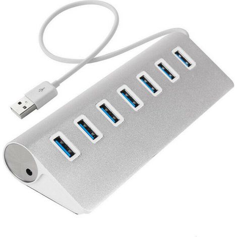[MAI UTILIZZATO]Hub USB 3.0 Herfair a 7 porte - Trasferimento dati ad alta velocità - 4 porte USB - Splitter USB (7 porte) (1/4)