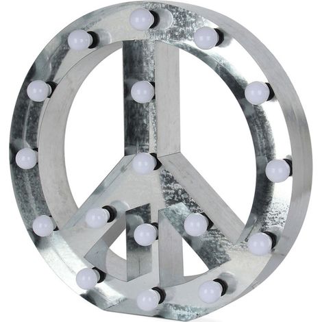 Lámpara decorativa PAZ Y AMOR LED de diseño de metal perfilado y soldado que incluye bombillas de led preparada también para fijar en la pared 61x61cm - SpazioLuzio