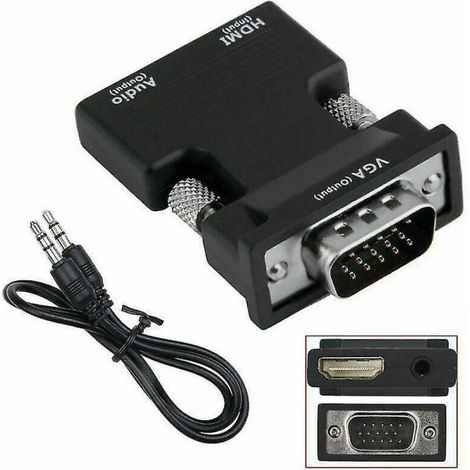 Adaptateur convertisseur HDMI femelle vers VGA mâle avec câble audio prenant en charge la sortie 1080p (1/5)