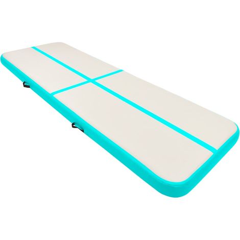 Tapis gonflable de gymnastique avec pompe 400x100x20cm PVC Vert (1/5)