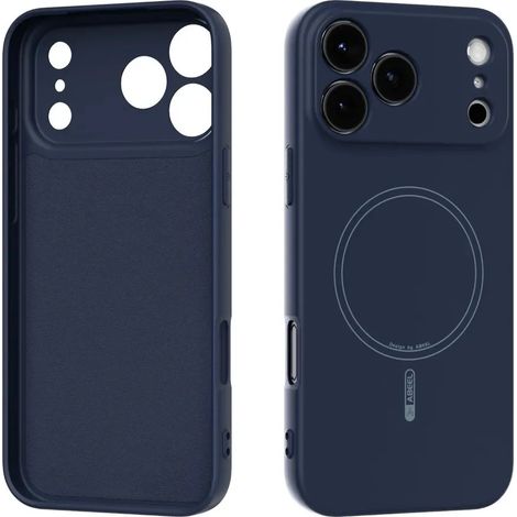 Coque en silicone liquide pour iPhone (bleu marine, iPhone 16 Pro Max) avec fonction magnétique MagSafe