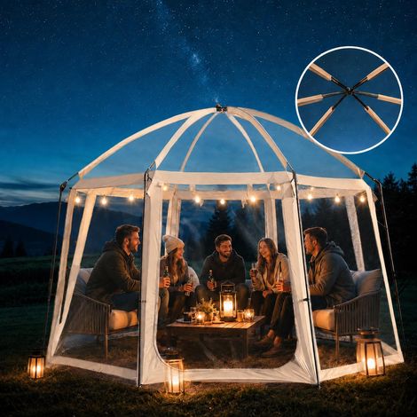 Tente à bulles transparente pour l'extérieur - 4,5 x 4,5 x 2,5 m - Igloo de jardin - Auvent - Abri - 6 carrés (1/5)