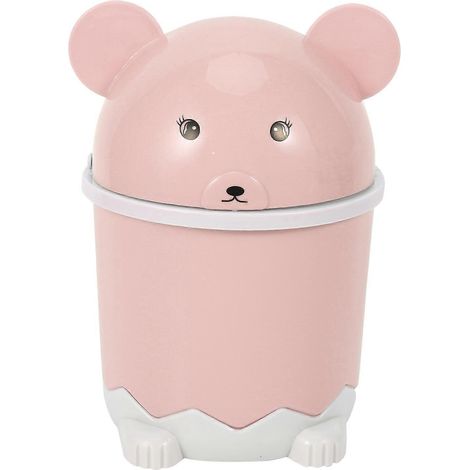 Poubelle de bureau créative et mignonne avec couvercle, petite corbeille à papier, mini poubelle pliable en plastique rose - JBMEDIA (1/4)