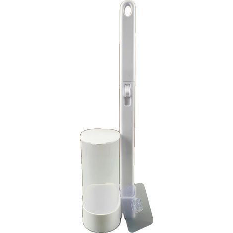 Juego de cepillo para inodoro, desechable y práctico, con mango largo y 1 base transparente. (1/2)