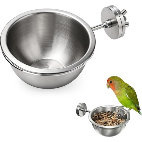 Gamelles anti-basculement pour oiseaux pour eau et nourriture, en acier inoxydable 304 avec boucle de verrouillage, accessoires de cage à oiseaux pour perruches, calopsittes conures, 180 ml (1/5)