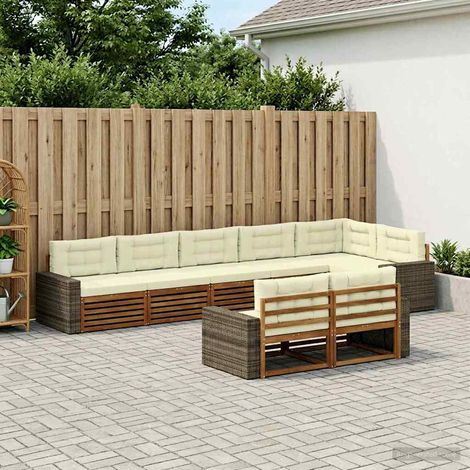 vidaXL Outdoor-Sofagarnitur mit Kissen 8 pcs Natur und Creme (1/5)