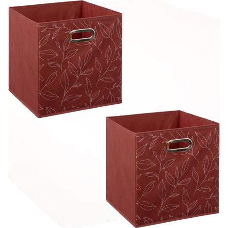 Lot de 2 boites de rangement cube en tissu à motif feuillage MIX'N MODUL (1/5)