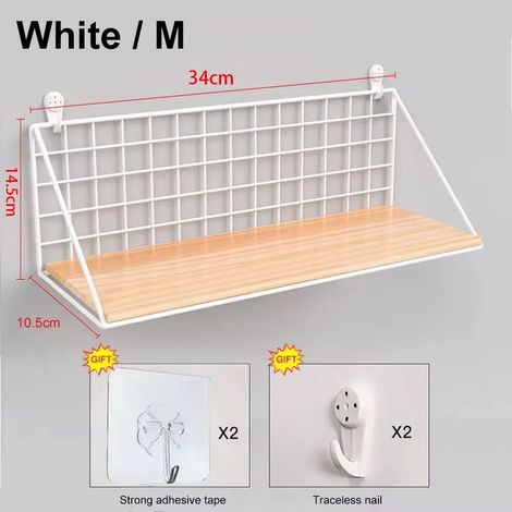 (Blanc - Type B - 35 cm) Étagère murale simple, décoration murale, étagère suspendue multifonctionnelle en bois, gain de place, sans perçage (1/5)