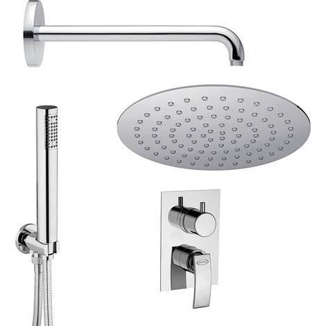 Set doccia Jacuzzi  Rubinetteria Ray con braccio incasso doccia con deviatore soffione ultraslim 25 cm e doccetta (1/5)