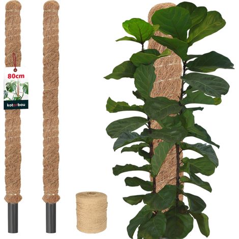 KOTARBAU® 2 pcs Tuteur Plante - Tuteur Coco - ⌀ 3.2 x 80 cm - Fibre de Coco - Tuteurs pour Monstera - Marron - pour Plantes Grimpantes (1/5)