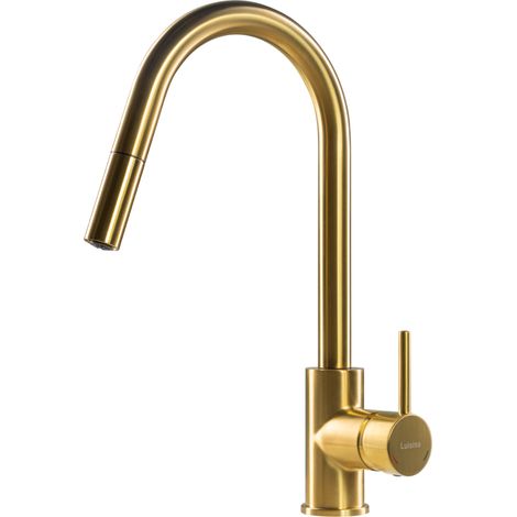 Robinet douchette doré col de cygne 360° – Débit 8 l/min – Flexible de raccordement – Normes Européennes 1111-817-1717 – Luisina (1/3)