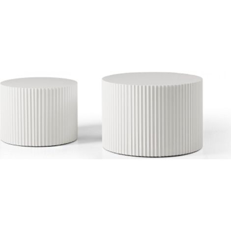 Ensemble de tables d'appoint modernes blanc mat à bords ondulés - Conception gigogne flexible 6040+4835 (1/5)