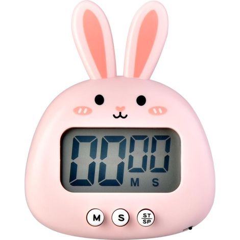 Beyamis Minuteur cuisine lapin rose – numérique magnétique, précis, alarme claire, maison/école/bureau (1/5)