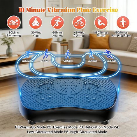 Plateforme Vibrante pour Fitness, Plaque Vibrante Fitness avec 180 Vitesses Réglables, Automatique+Manuel, Connexion Bluetooth + Télécommande, Charge Maximale : 150 kg