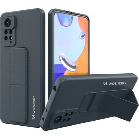Custodia Wozinsky Kickstand in silicone con supporto per Xiaomi Redmi Note 11 Pro blu navy