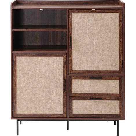 Credenza alta a 2 ante, 2 cassetti con frontali in tessuto H120 cm - JETSON