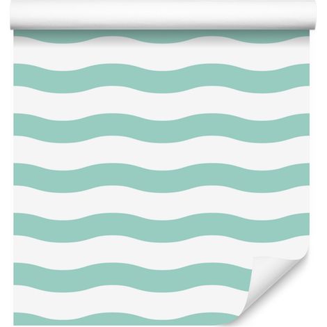 Gestreifte Tapete in Weiß und Mintgrün, mintgrüner Hintergrund für Wohn- und Schlafzimmer, 50 x 1000 cm (1/5)