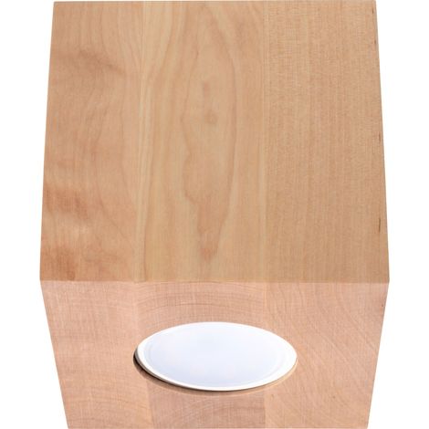 Plafonnier quadruple GU10 en bois naturel Sollux SL.0493 (1/5)