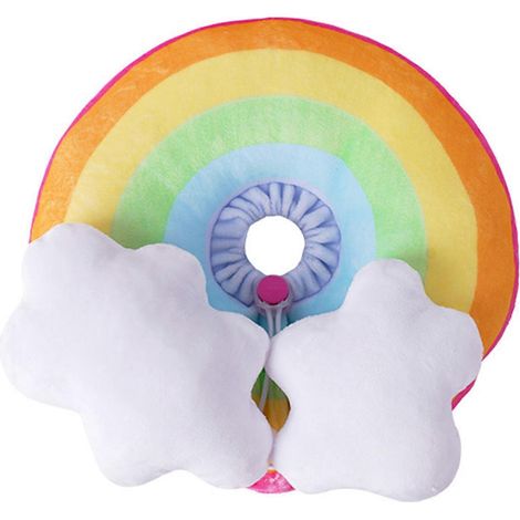Weiche Halsbänder im elisabethanischen Stil für Haustiere, Kätzchen und Hunde, Regenbogenmuster mit niedlichen Flügeln