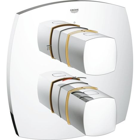 Mitigeur de bain thermostatique Grandera avec inverseur 2 voies chromé-doré (1/2)