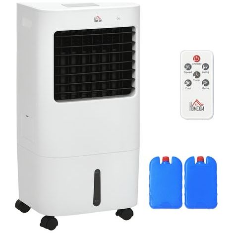 Refroidisseur d'air portable mobile par évaporation 3 en 1 oscillation, 3 vitesses, télécommande, minuterie 8H, blanc (1/5)