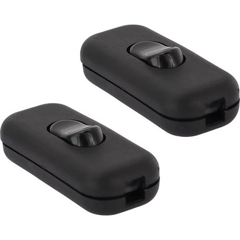 Lot de 2 Noir Interrupteur torpedo 6A 250V, Interrupteur à Bascule, Interrupteurs Bi-polaire, Lampes Inline 2 ou 3 ligne Inline Interrupteurs, pour petit Appareil, Lampe de Bureau, Lampe de Chevet (1/5)